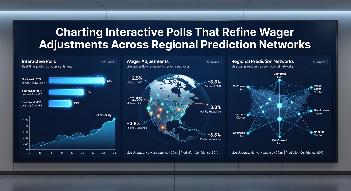 Interactive poll interfaces displayed across multiple regional prediction network dashboards showing real-time wager adjustment options