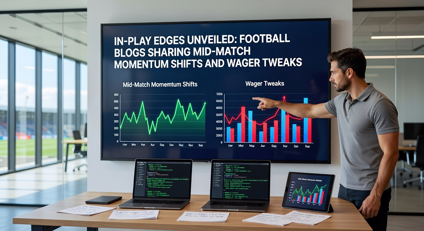 Dynamic football match showing players chasing a momentum shift mid-game, with overlaid betting odds adjusting in real-time