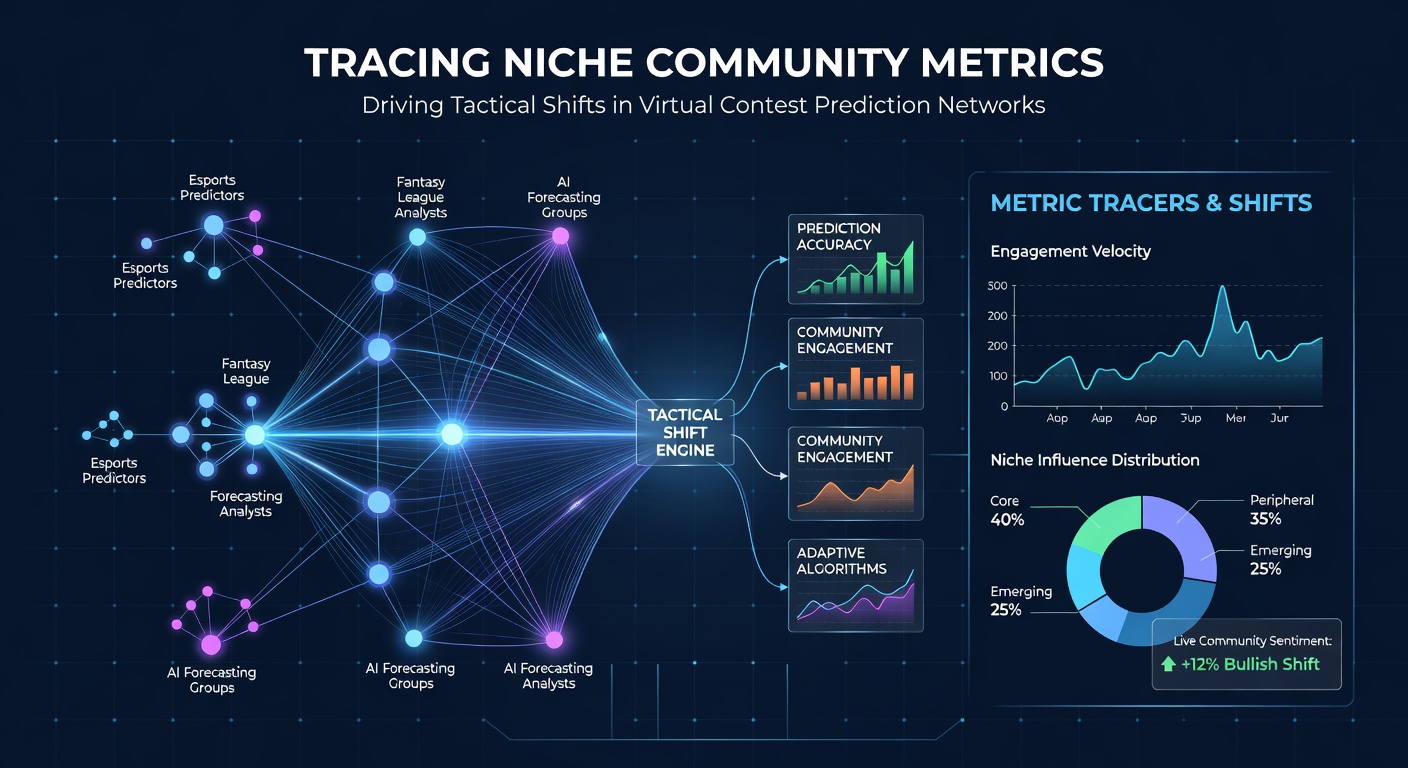 Visualization of community engagement metrics influencing prediction networks in virtual contests